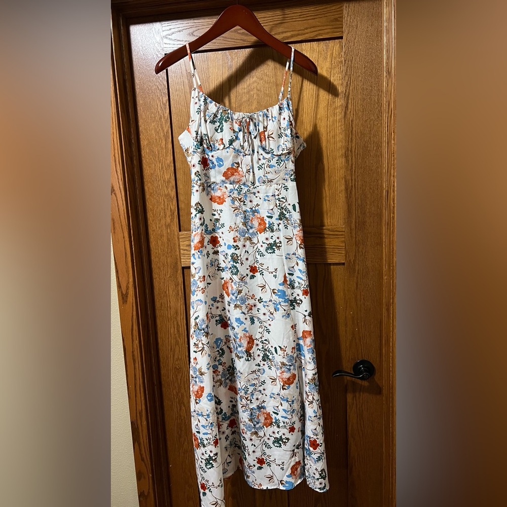 Amazon Floral Maxi Dress - White and Orange